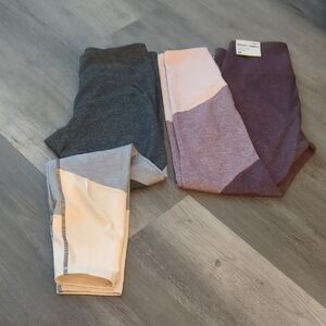Colorblock Leggings Set Of 2 (High Rise, Ankle, Go Dry, Size Medium, Old Navy)
